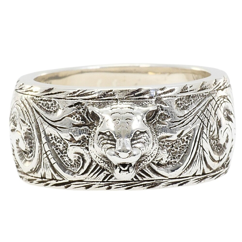 Gucci Cat Head Silver Ring, Size 1, Total Weight 9.5g, Like New Condition.